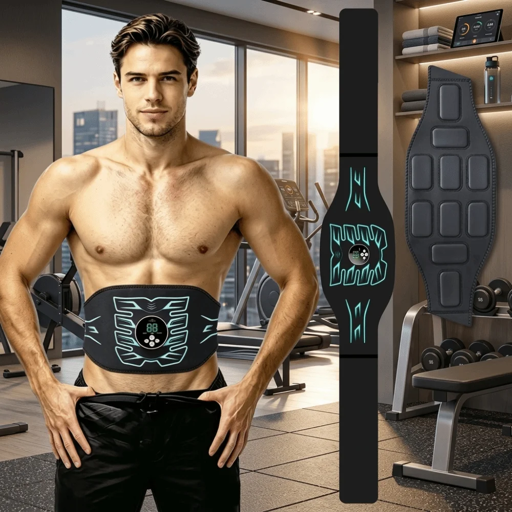 EMS Abdominal Toning Belt USB Recharge Smart Muscle Toner Trainer Wireless Adjustable EMS Muscle Stimulator Arm Leg