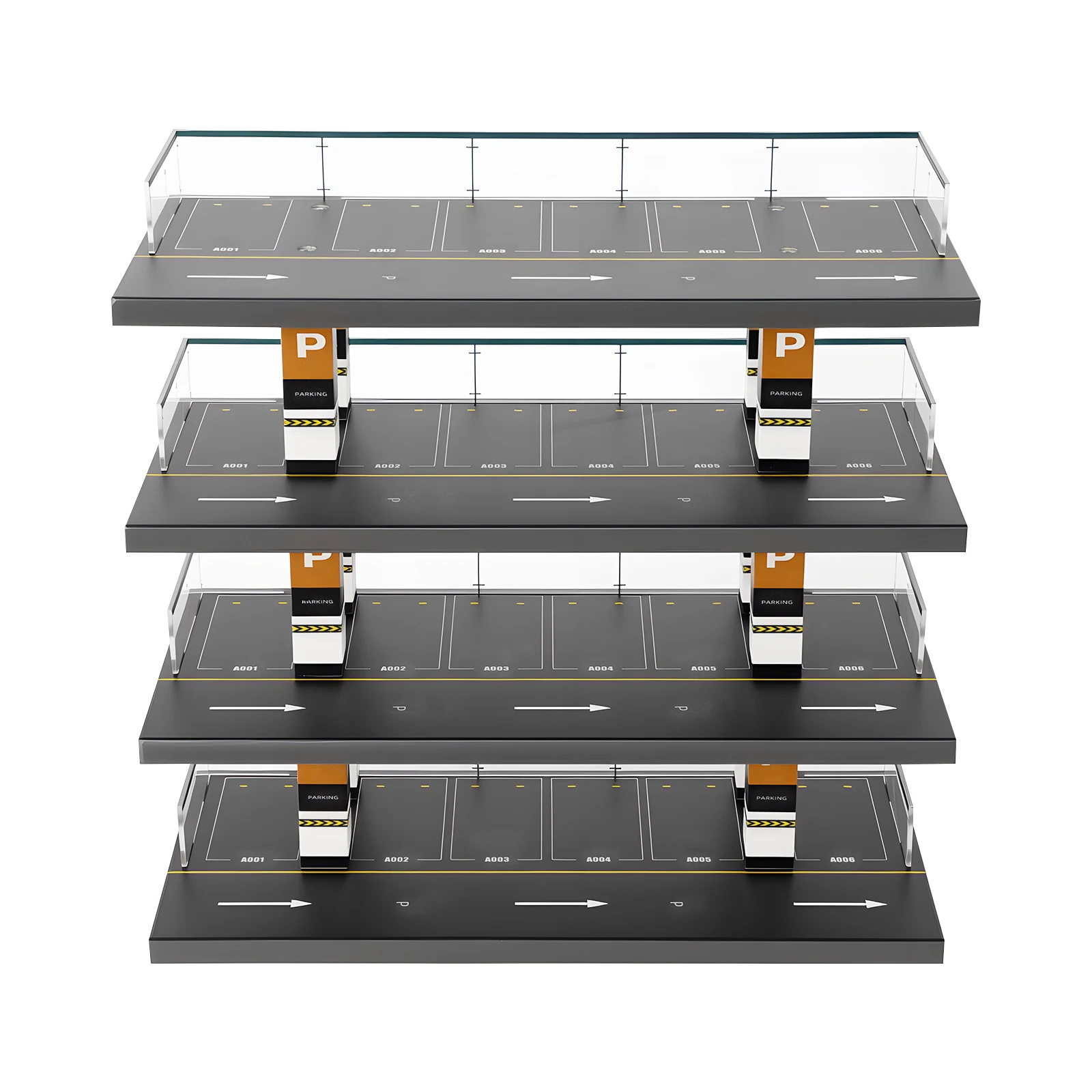 BYMAOCAR 4 Tiers Toy Car Parking Garage Diorama, 1/64 Scale Acrylic Hot Die-cast Model Car Organizer, W/ 4 Levels 24 Spots 40 Cars Max