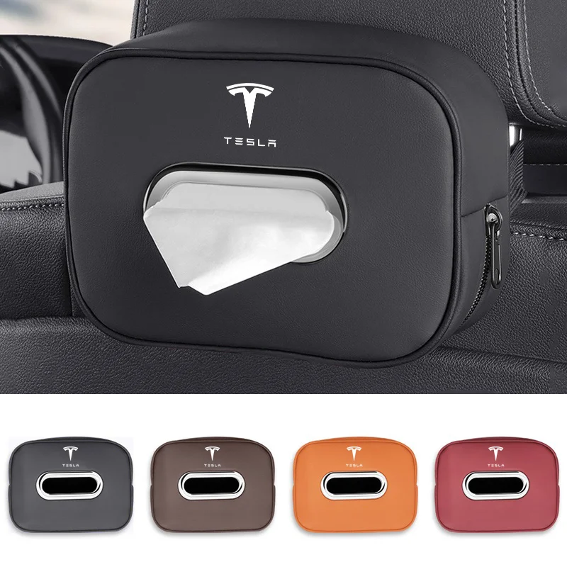 Car Interior Seat Back Tissue Storage Bag Accessories Toilet Paper Organizer For Tesla Model 3 Model S X Model Y Roadster SpaceX