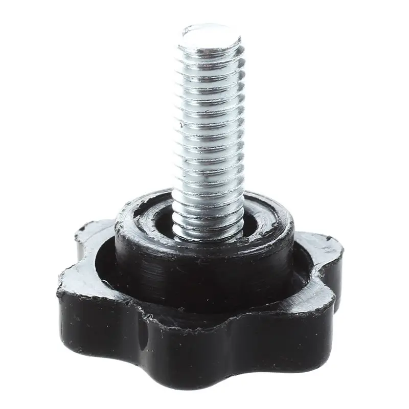 DT17 20 Pcs M6 x 15mm Male Thread 25mm Hex Shaped Head Clamping Knob Black for Mechanical Equipment