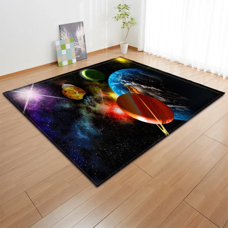 3D Creative Galaxy Space Printed Carpets for Home Living Room Decor Bedroom Soft Non-slip Area Rugs Bedside Kids Play Floor Mats