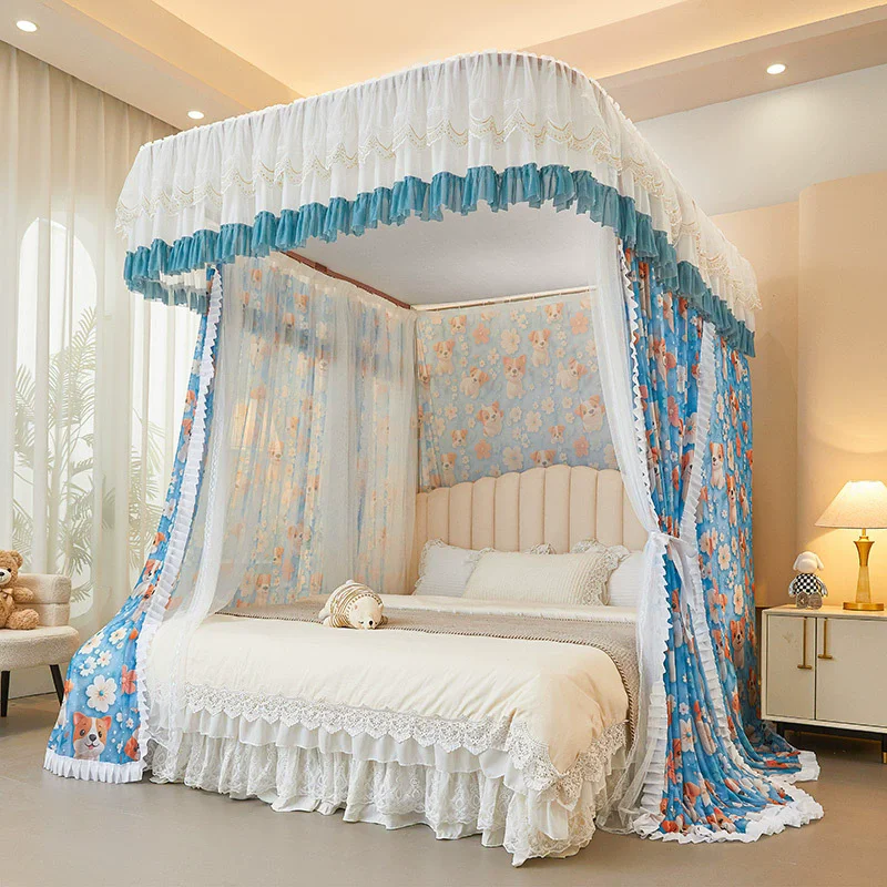 Top Quality U-Shaped Rail 2 Layers Mosquito Net Super Cartoon Tent for Children Girls Three-Door Princess Style with Frame