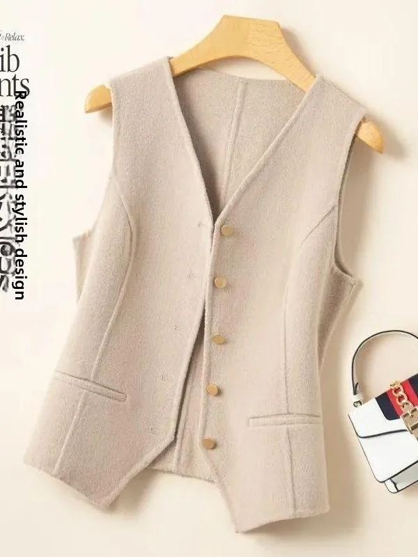 

Осень-зима 2025 г., женский жилет ort Svel, новинка 2023 года, шерстяное пальто Jaet для поездок на работу, обычный тонкий теплый полосатый...