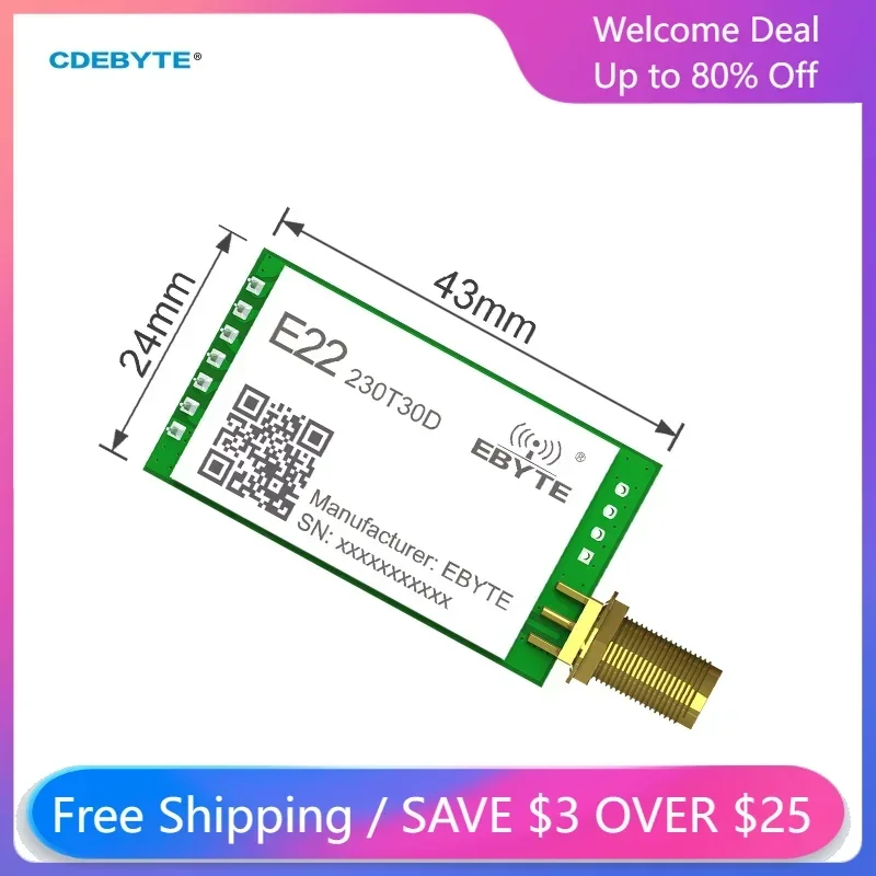 Imagem -02 - Módulo rf sem Fio Lora Chip de Radiofrequência Uart Longo Alcance Smart Home de Baixa Potência 230mhz 30dbm 10km E22230t30d 10 Pcs