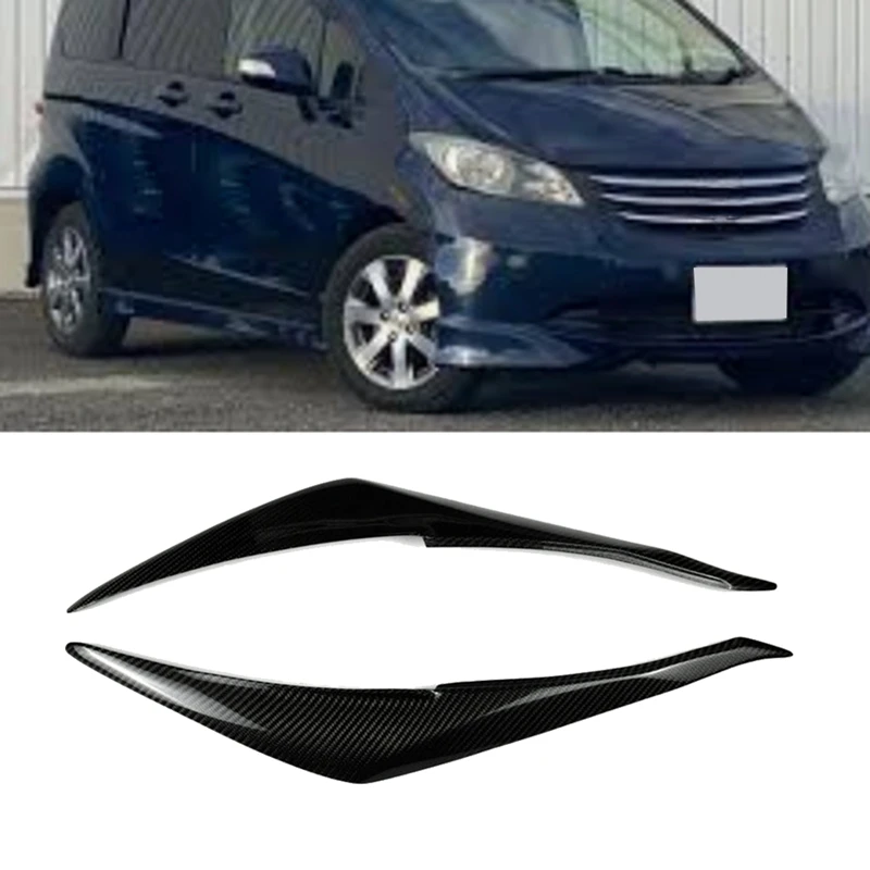 Car Front Headlight Eyebrow Head Light Eyelid Eyebrow Carbon Fiber Trim For Honda Fit Freed GB3 GB4 GP3 2008-2016