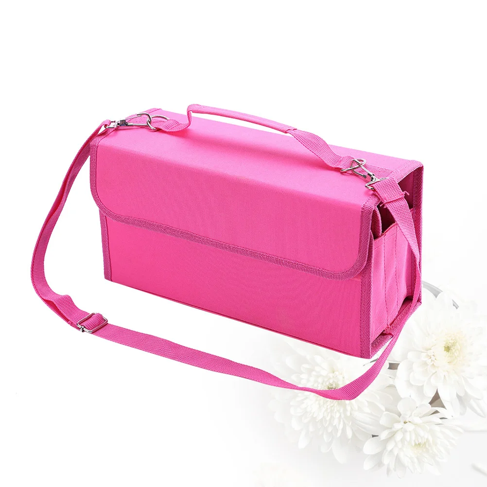 

Marker Bag Heavy Duty Nylon 80 Slot Shoulder Strap Detachable Storage Case For Markers Lipstick Pens Zipper Organizer