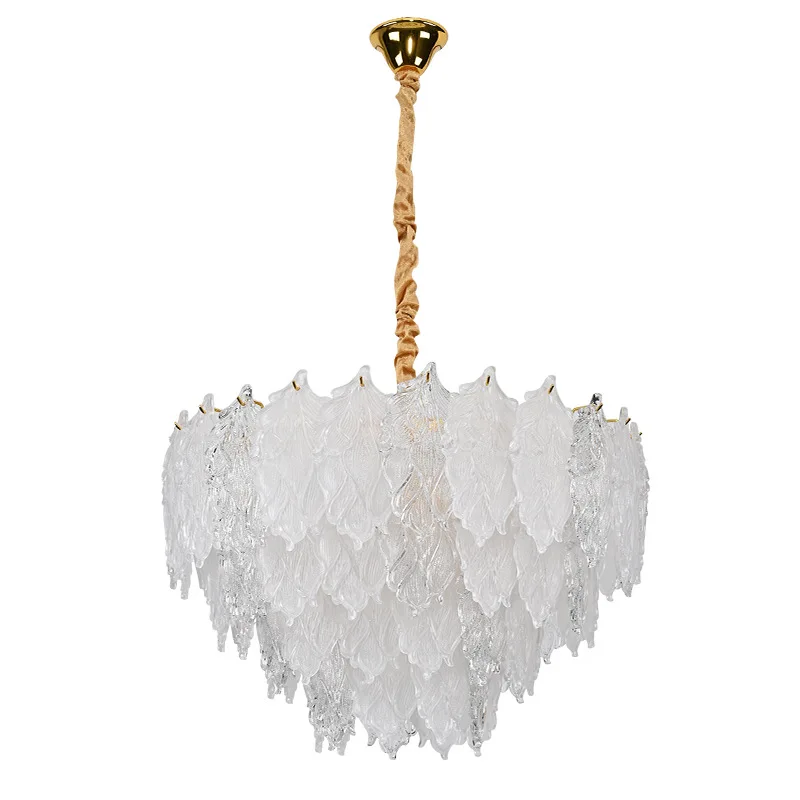 

Premium gold retro warm crystal chandelier light luxury villa bedroom dining room chandelier LED stairs home improvement lamps