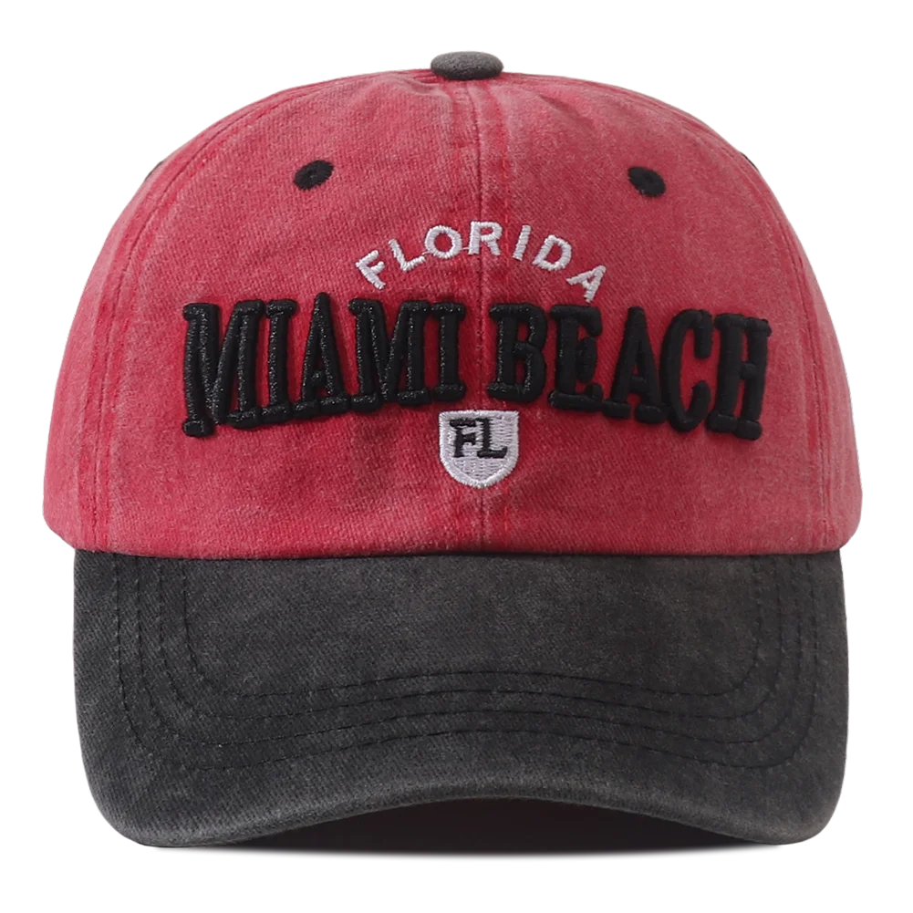 Miami Beach Letter Casquette de baseball brodée Hip Hop Snapback Chapeau réglable en coton Snapback Chapeau unisexe Chapeaux de soleil en plein air pour hommes