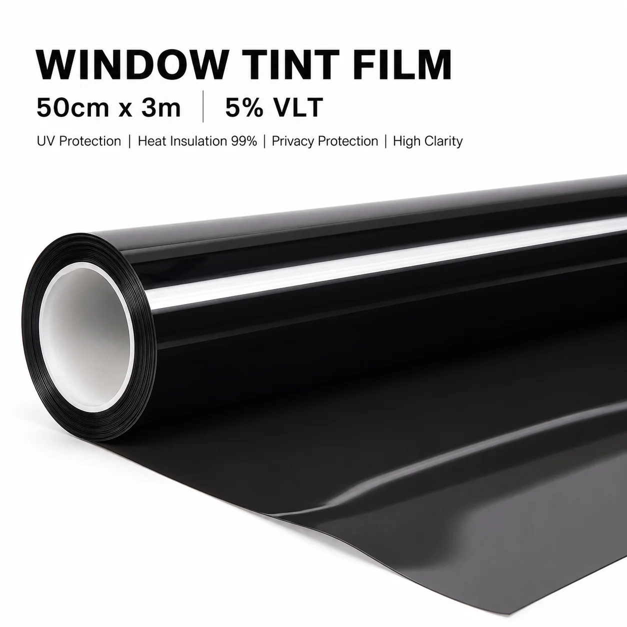 

5% VLT Extra Dark Smoke Nano Ceramic Window Tint Film 50cmX300cm Easy Trim Adhesive Auto Styling Roll Privacy Automotive Van Car