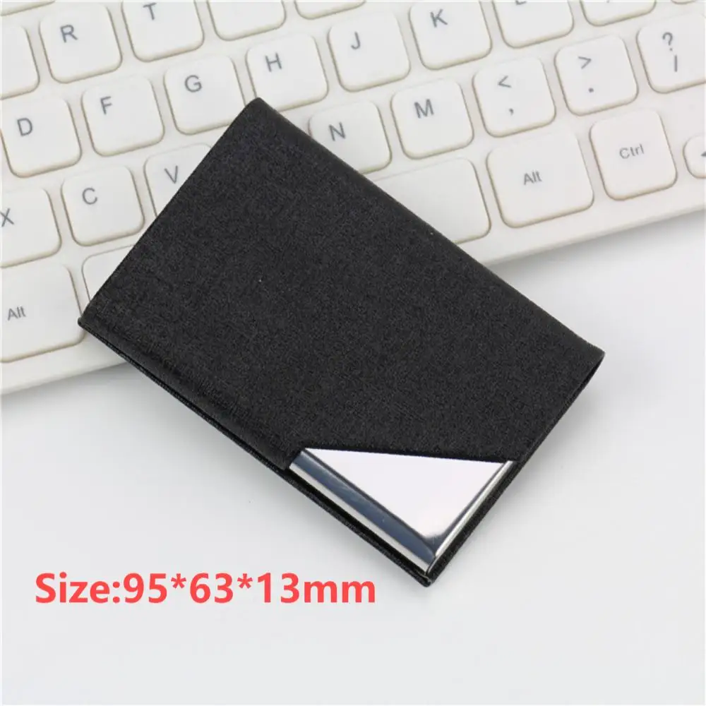 Fashion Business Card Holder with Magnetic Buckle Slim Pocket Name Card Holder PU Leather Stainless Steel Credit Card ID Case