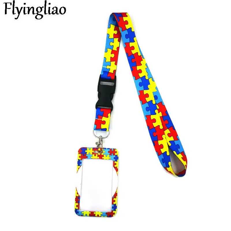 Autism pattern Jigsaw puzzle Neck Strap Lanyard for key lanyard card ID Holder Key Chain for Gifts Key Lanyard Neck Straps Key