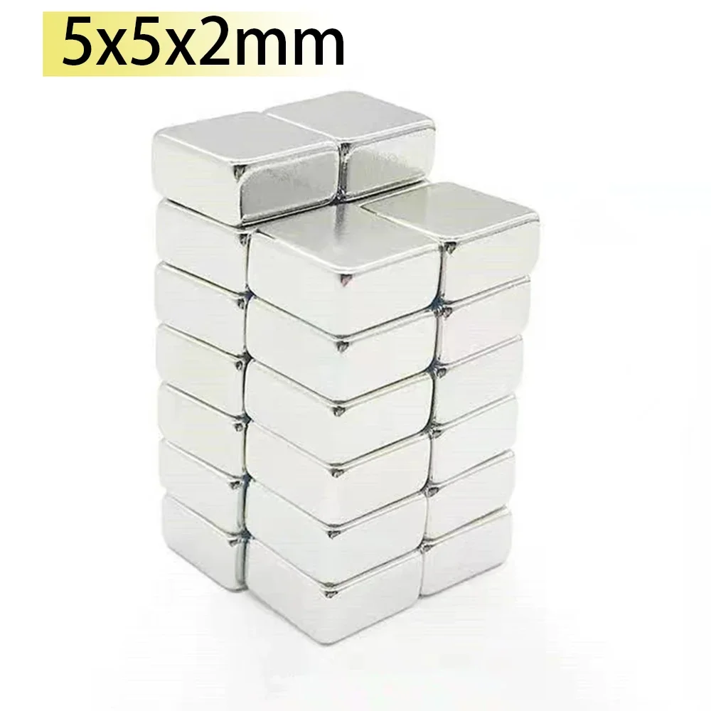 5x5x2 Rectangle Neodymium Bar block  Strong Magnets Rare Earth Magnets for Fridge Office Family Search Magnetic  NdFeb storage