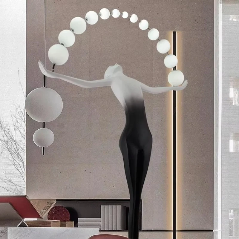 Luxury modern floor lamp, abstract humanoid art sculpture, living room decoration, light-emitting diode