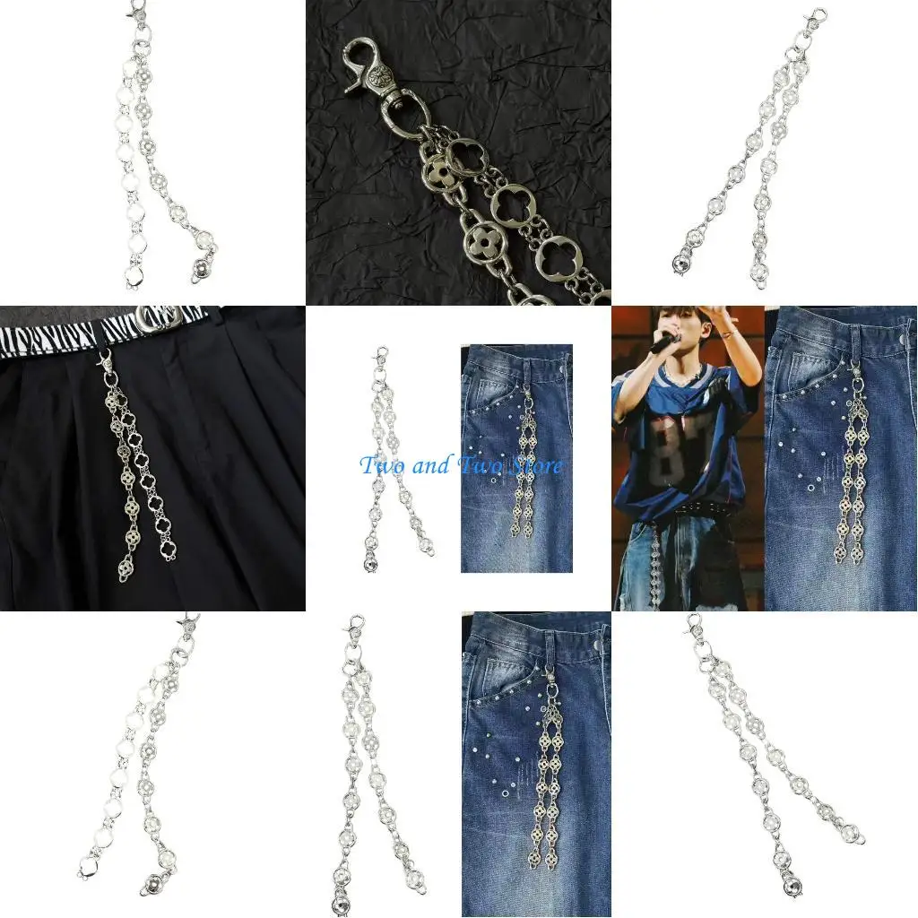 HX6F Pantaloni con motivo floreale alla Decorazione a catena per pantaloni jeans o tracolla