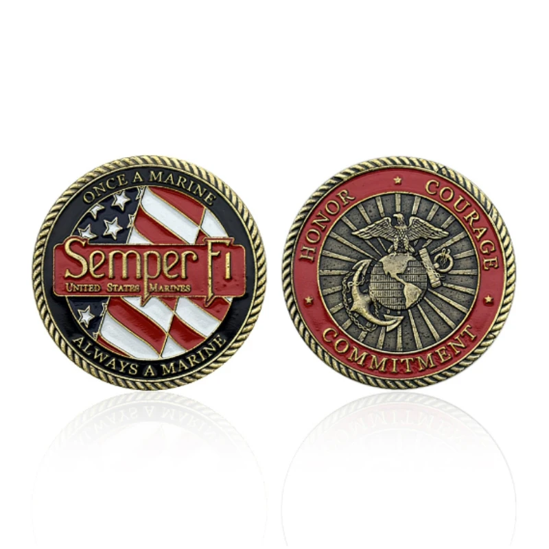 Always A Marine Once A Marine Corps Brons vergulde souvenirmunt Sempre Fidelis herdenkingsmunten