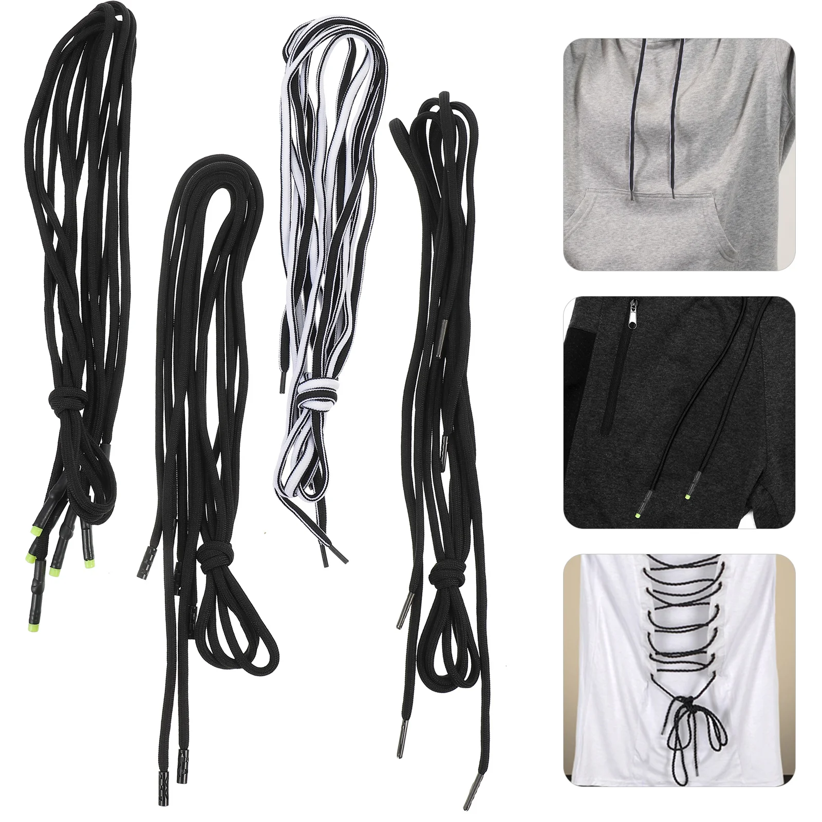 12 Pcs Replacement Cotton Rope Hat Waist Black Hoodie Hoodies Drawstring Sweatpants Tightener