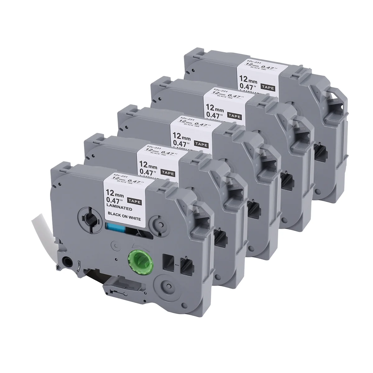 N35R_DU 5-Pack Label Maker Tape for Brother TZe-231 TZ-231 Laminated P-Press