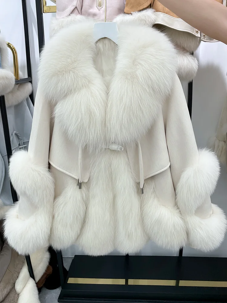 2023 Fashion Real Fur Coat Goose Down Jacket Winter Women Coat Natural Fox Fur Collar Thick Outerwear Warm