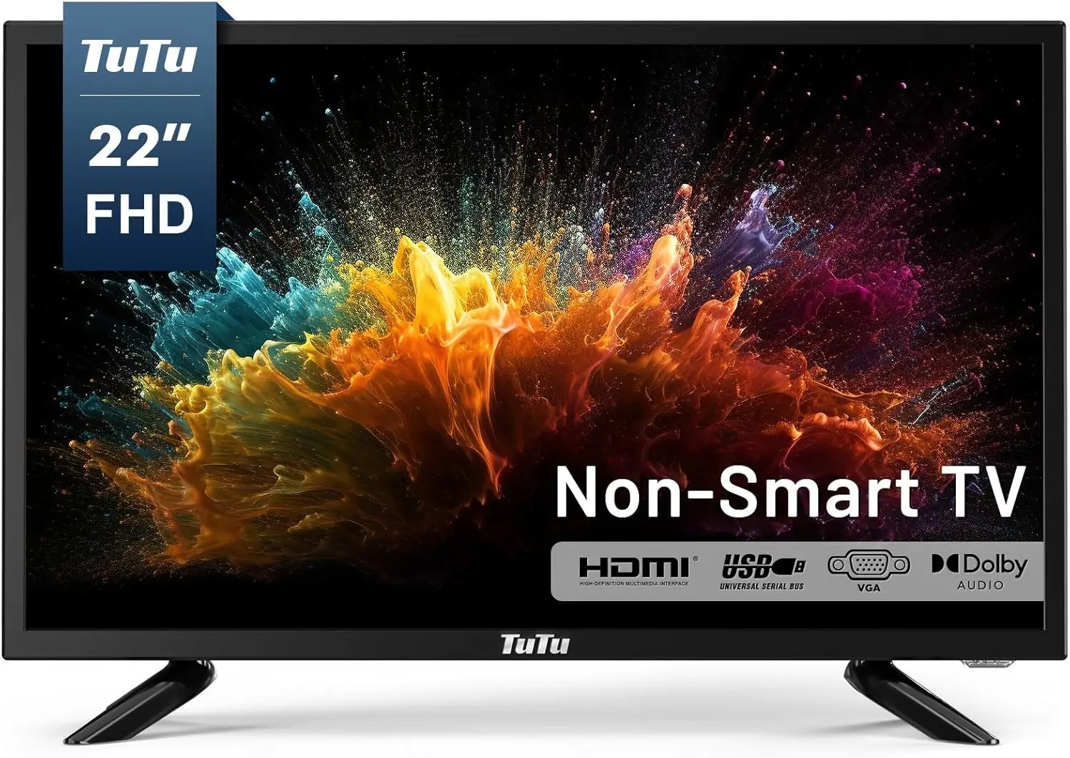 

22-дюймовый LED-телевизор 1080P FHD с Dolby Audio, HDMI, USB, VGA для дома, кухни, офиса или автофургона