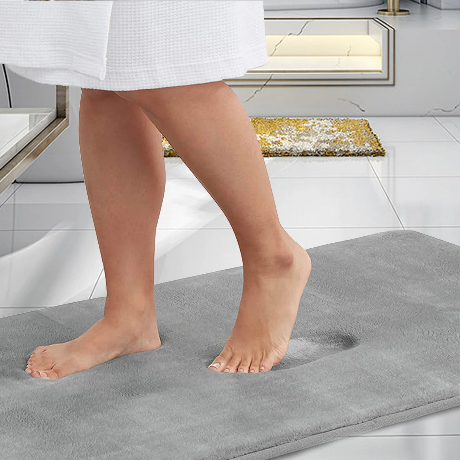 

Memory Foam Bath Rug Bathroom Floor Mat Soft Thick Nonslip Absorbent Shower Mat Easy Clean Shower Rug Bath Rugs