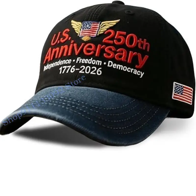 

Регулируемая солнцезащитная бейсболка H9ED с вышивкой в ​​честь 250-летия Америки, патриотическая кепка для тематического для