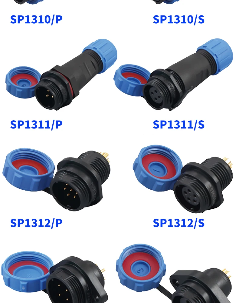 SP13 IP68 Wasserdichter Steckverbinder, Stecker & Buchse, 2/3/4/5/6/7/9-polig, Panelmontage, Kabelverbinder, Luftfahrtstecker GBDQA – Detail 6