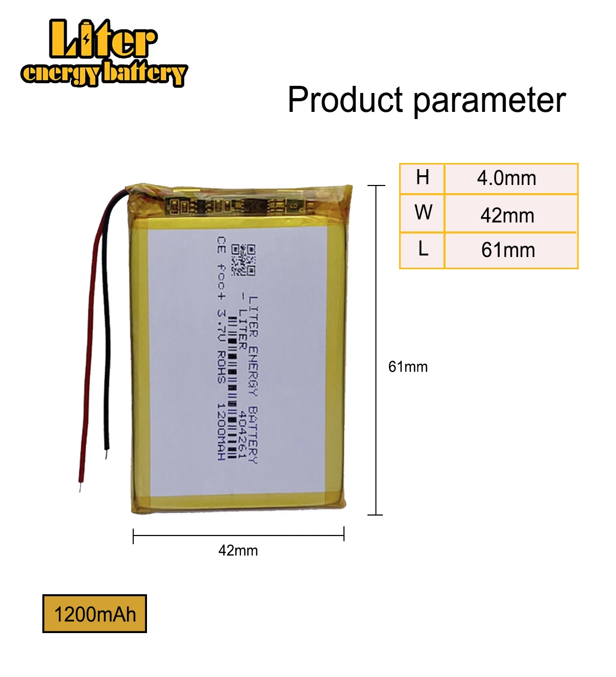 404261 3.7V 1200mAh akumulator litowo-polimerowy litowo-jonowy do lokalizator gps MP4 MP5 DVR głośnik zabawki e-book 044261