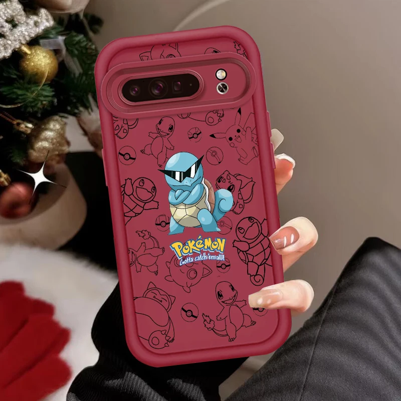 أنيمي P-Pokemons P-Psyducks لجوجل بكسل 9 8A 8 7 7A برو XL 5G العين سلم جراب هاتف لينة غطاء مقاوم للصدمات من البولي يوريثان