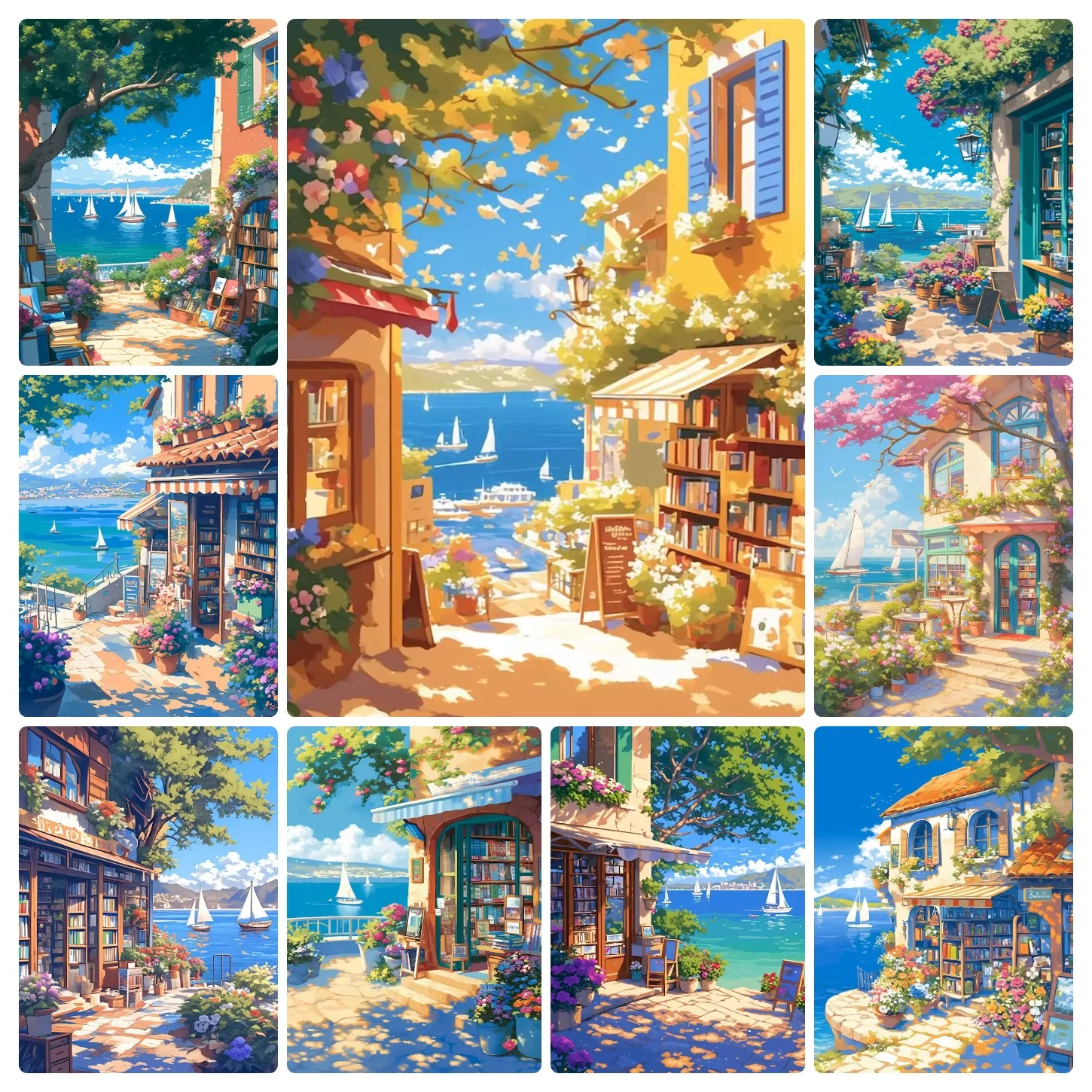Large Size Jigsaw Puzzle 500/1000/1200/2000 Pcs Seaside Shop Scenery Jigsaw Puzzles for Adults Stress Relief Toys Gift