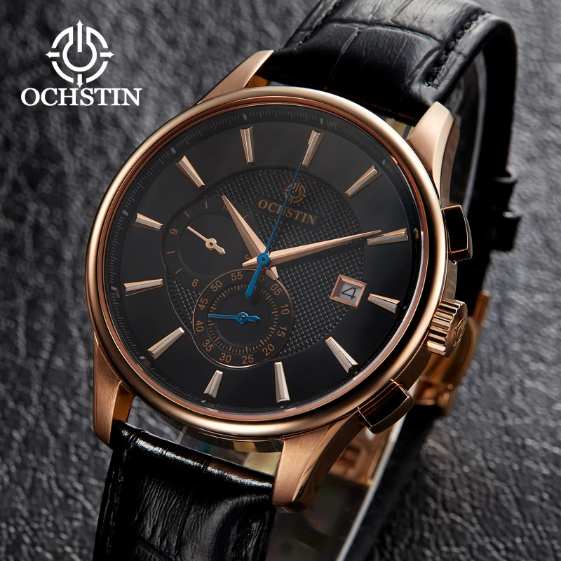 OCHSTIN Hot Model 2024 Avenger Chronograph Series Casual Simple Japanese Multifunction Quartz Movement Men's Quartz Watch