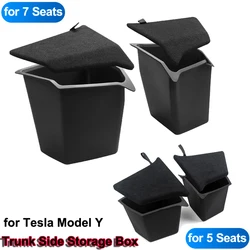 for Tesla Model Y Rear Trunk Left Right Side Storage Box 7 Seater Tidying Packet Bins Model Y 2023 5 Seats Interior Accessories