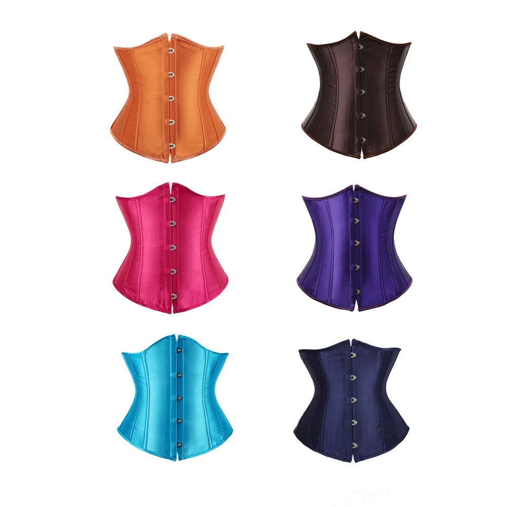 

Женский готический простой атласный корсет под грудью, тренажер для талии, нижнее белье для похудения, формирователь талии, зажим для талии, сексуальный корсет больших размеров XS-7XL