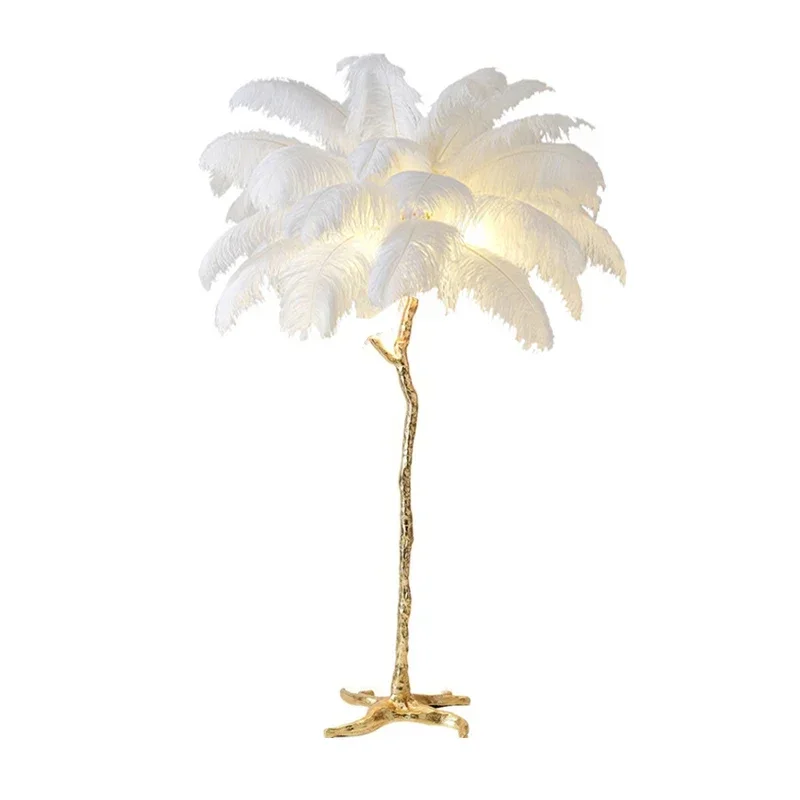 Nordic Ostrich Feather LED Resin Restaurant Living Room Home Decoration Indoor Lighting Bedroom Bedside Lamp