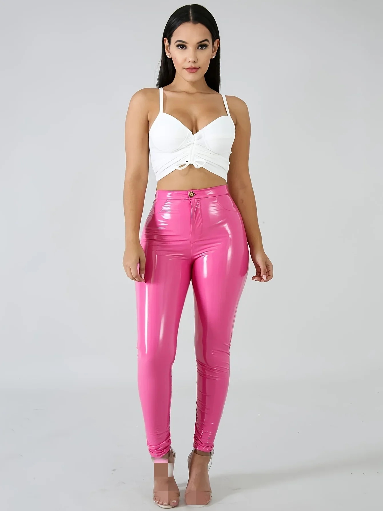 Women Latex Faux Pu Leather Pants Trousers Push Up High Waist Skinny Pants Pencil Fall Winter Solid Color Sexy Pants Female