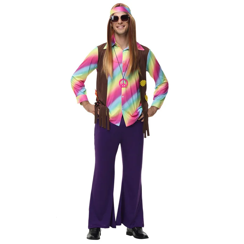 Le Cool New European and American retro 70s disco hippie adult cosplay hip-hop party stage performance costume view 6