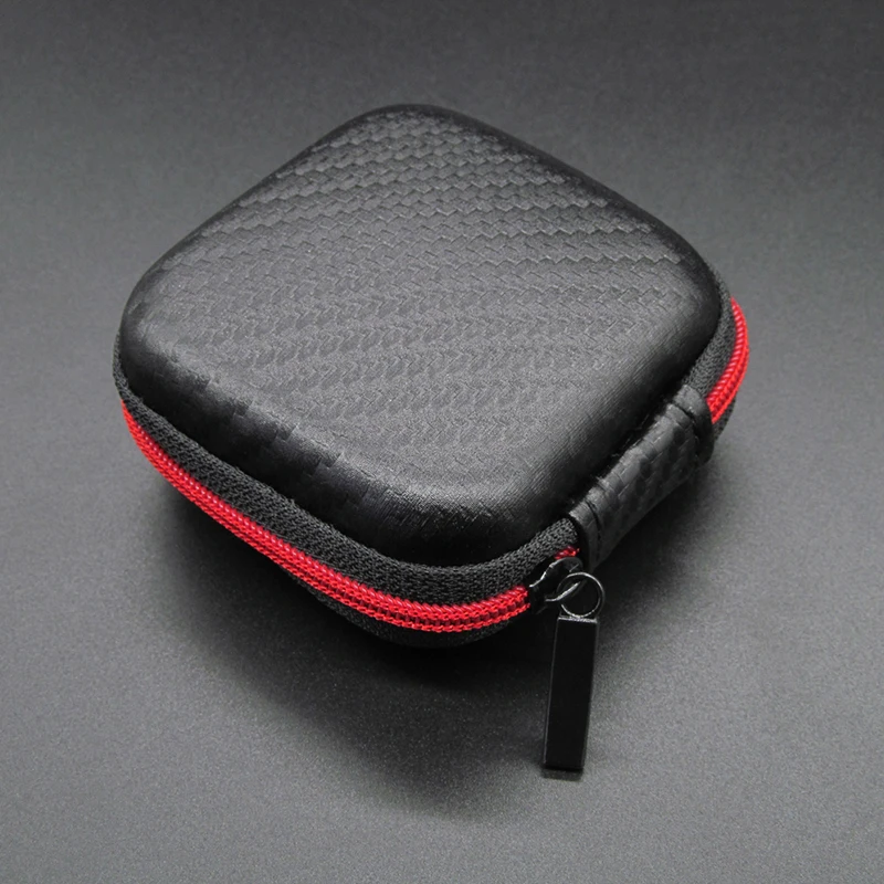Portable Mini Zipper Square Hard Aseismic Moisture Proof Headphone Bag Storage Box Headset Case for SD TF Cards