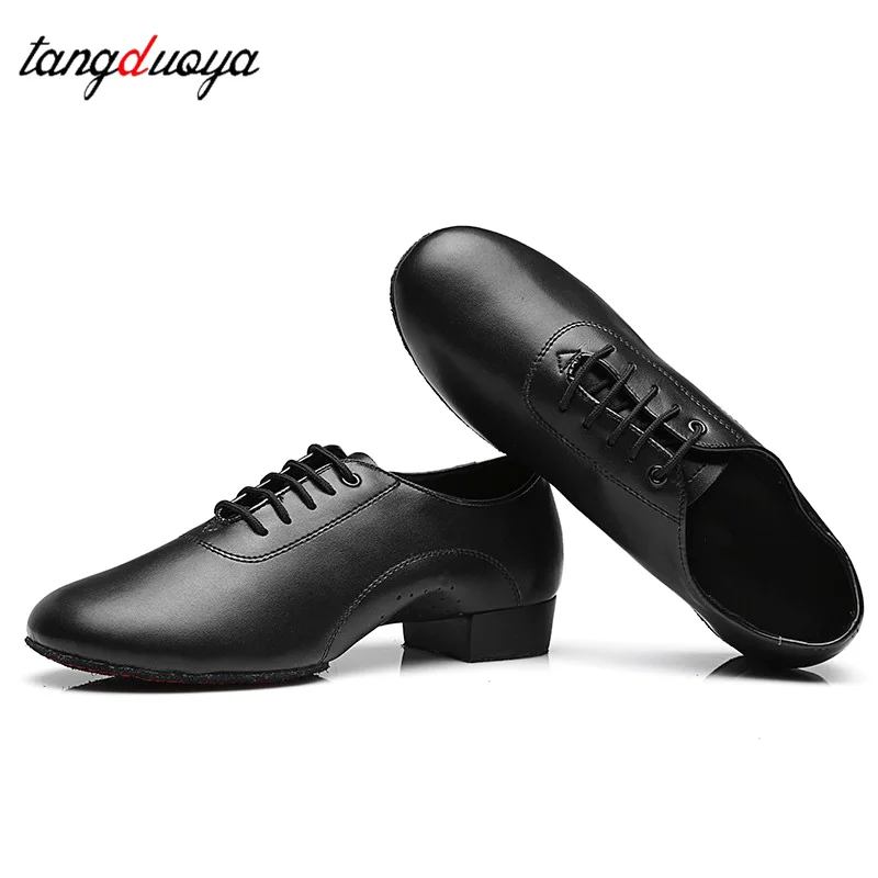 المهنية أحذية الرقص اللاتينية الرجال السود كعب منخفض الارتفاع 2.5 سنتيمتر الحديثة التانغو قاعة الرقص الأحذية القياسية/أحذية السالسا الجاز