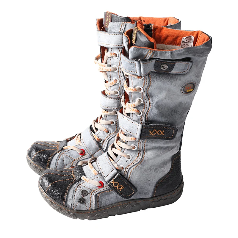 

Strape-Accent Washed PU Leather Flat Women's Boot With Plus Size