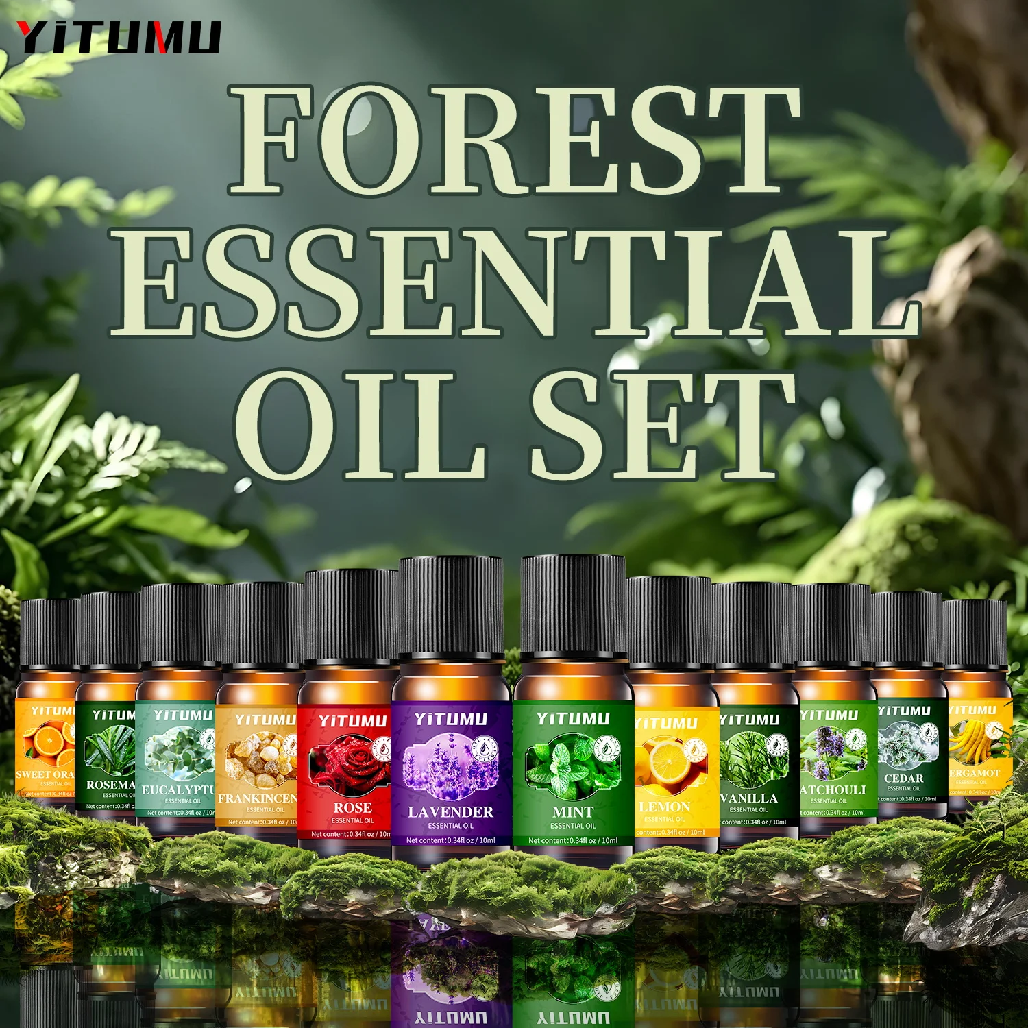 

YITUMU Essential Oil Set | 10ml Each, Suitable for Diffusers, Humidifiers, Perfumes, Massage | Ideal for Christmas Gifts