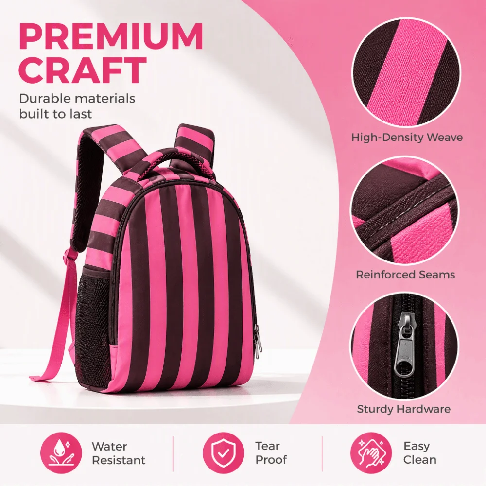 Fashionable Korean-style Striped Backpack Preppy Style Color-blocked Large Capacity School Bag Durable Waterproof