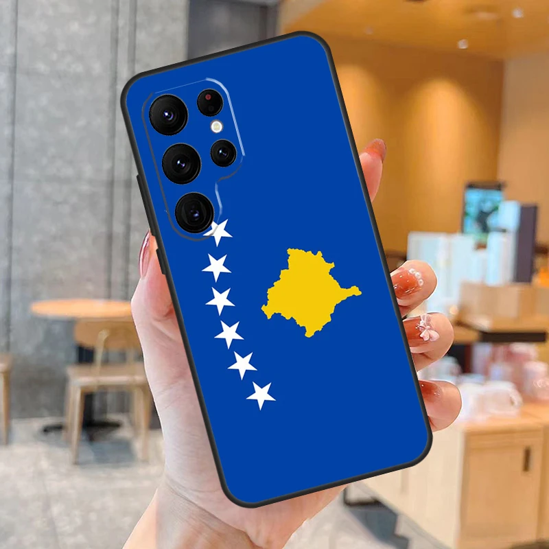 Kosovo National Flag Case For Samsung Galaxy S23 S22 S21 Ultra Plus S8 S9 S10 Note 10 20 Ultra S21 S20 FE Cover