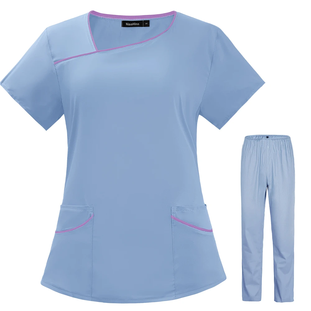صالون تجميل وزرة الصيف قصيرة الأكمام الزي الطبي الأطباء الممرضات السريرية ملابس حريمي الحيوانات الأليفة الدعك الإناث التمريض الدعاوى
