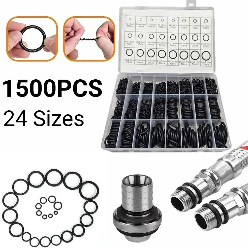 

Набор из 1500 резиновых уплотнительных колец (O-Ring) 24 размеров, маслостойкие, водонепроницаемые, с коробкой для хранения, эластичные