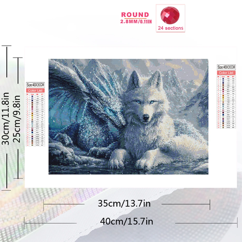 Momoart Diamond Painting Dragon Animal DIY Diamond Embroidery Wolf Craft Kit Suitable for Beginners Mosaic Dog Holiday Gifts