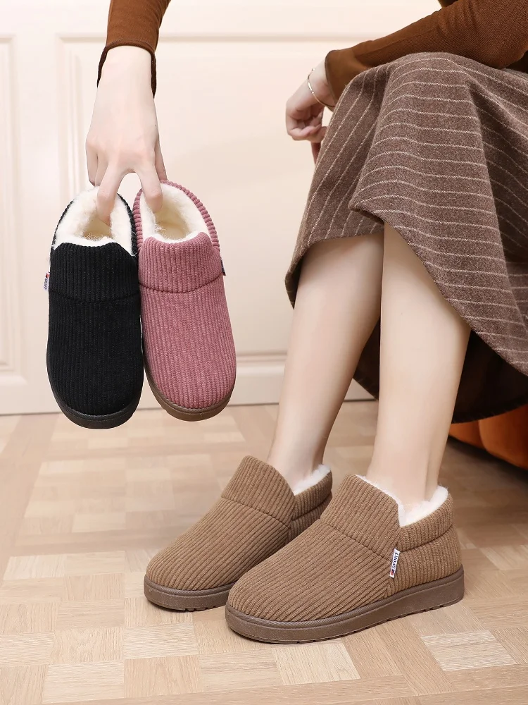 

New Cloth Boots Winter Velvet Women's Cotton Boots Warm Middle-aged and Elderly Mother Shoes Home Wool Cotton Drag Outside
