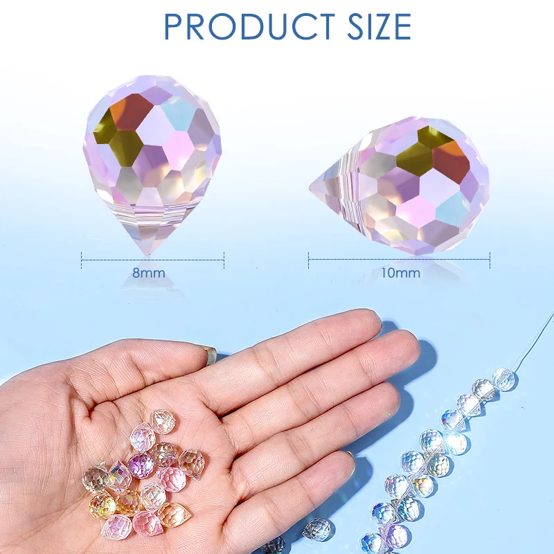 50PCS AB Color Faceted Glass Beads 10*8mm Shiny Crystal Strawberry Beads for Jewelry Making Supplies Bracelets Earrings DIY