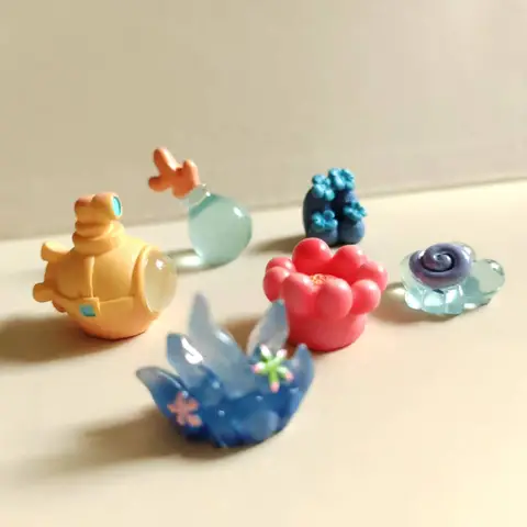 6 uds/cornales marinos/sirena/casa de muñecas/miniaturas/lindo/gnomo de jardín de hadas/decoración de terrario musgo/manualidades/bonsai/suministros de bricolaje