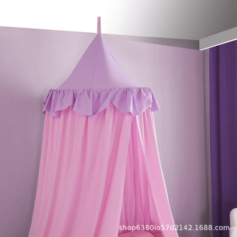 2026 Children's Room Cute Princess Dome Fringed Bed Net Bed Mantle Tent Lace Mosquito Net Ceiling No Punching Installation view 5