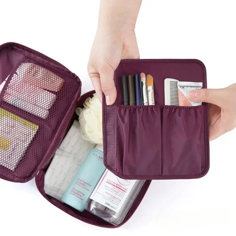 Borsa per il trucco da viaggio portatile, impermeabile, multiscomparto, multifunzionale, per cosmetici, per donne e ragazze