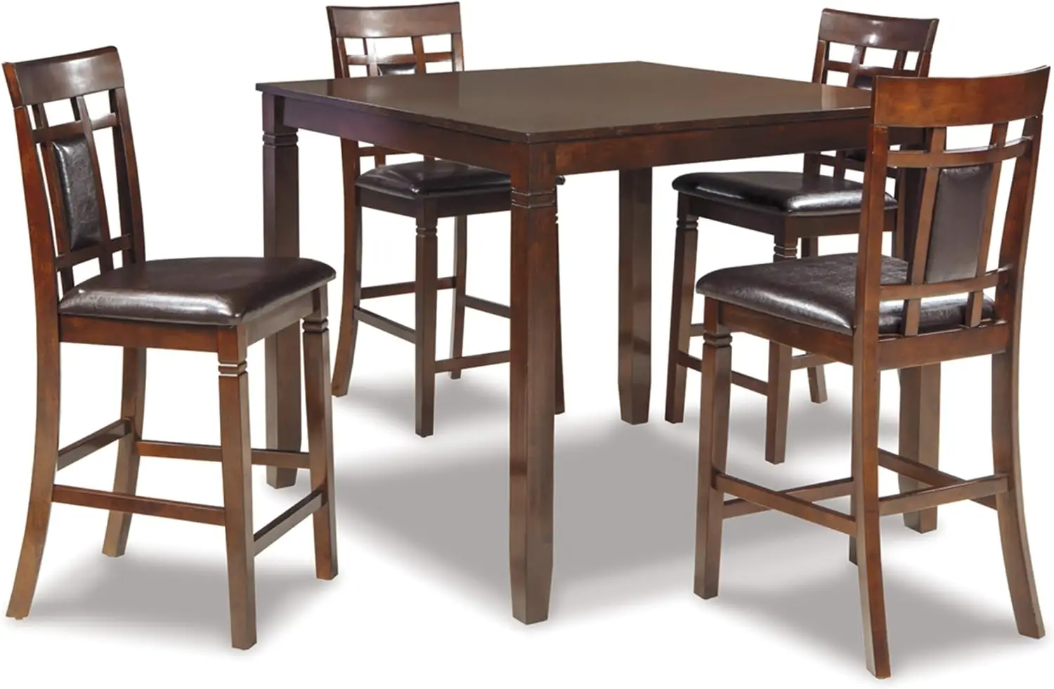 Bennox 5 Piece Counter Height Dining Set, Includes Table & 4 Barstools, Brown